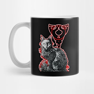 Magic Black Cat - Red & White Outlined Version Mug